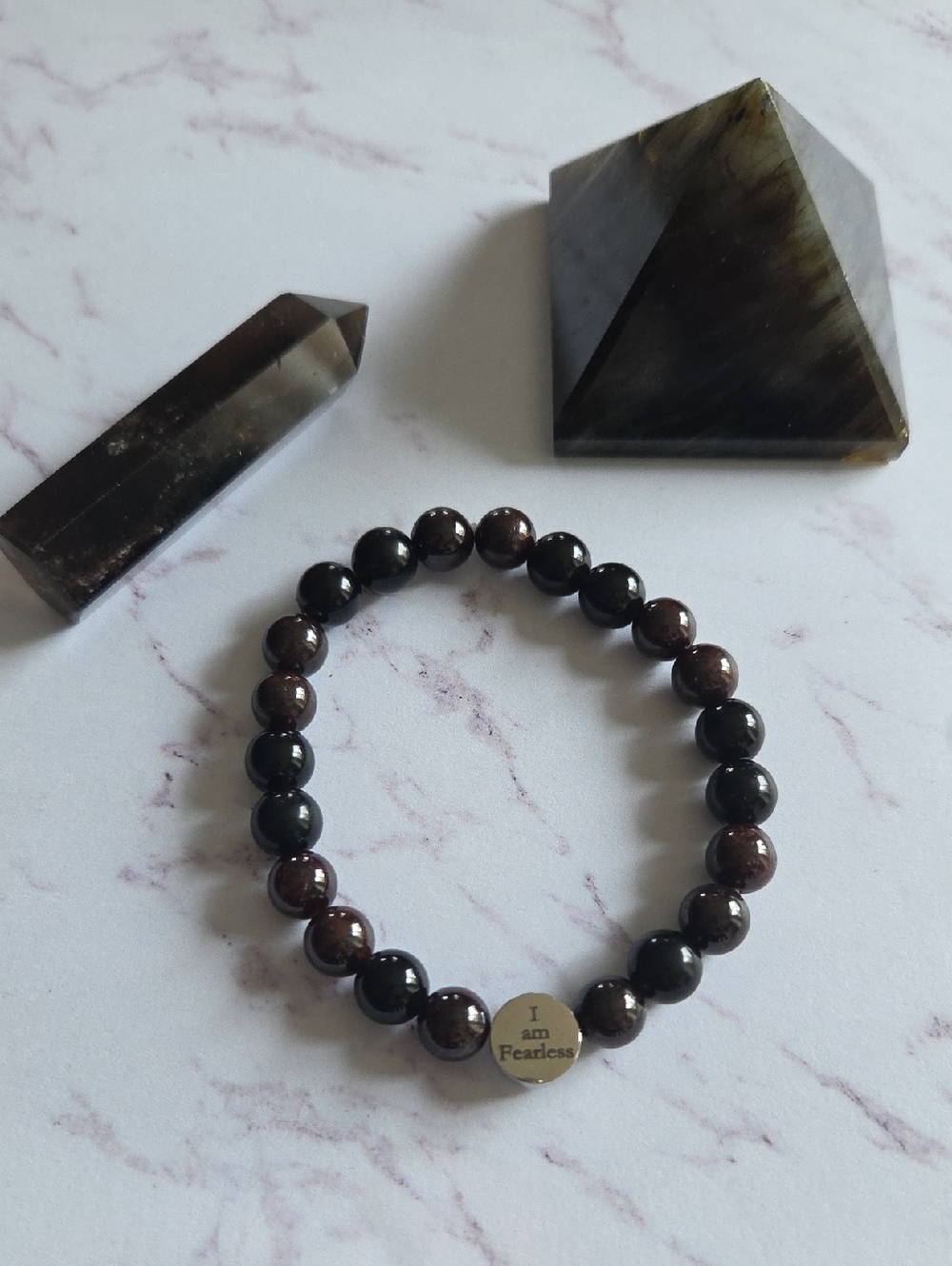 Handmade I Am Fearless Affirmation Crystal Bracelet